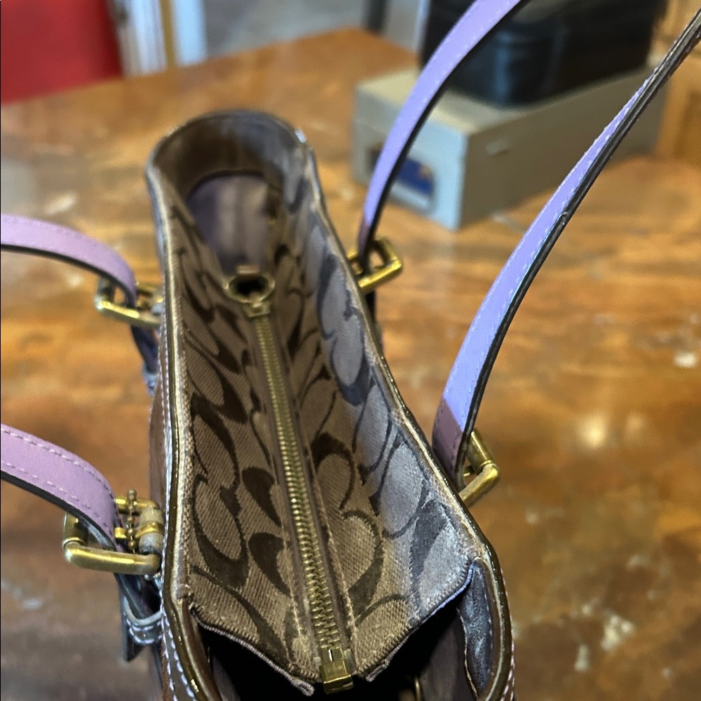 Coach Multicolor Patchwork Tote With Purple Insid… - image 8